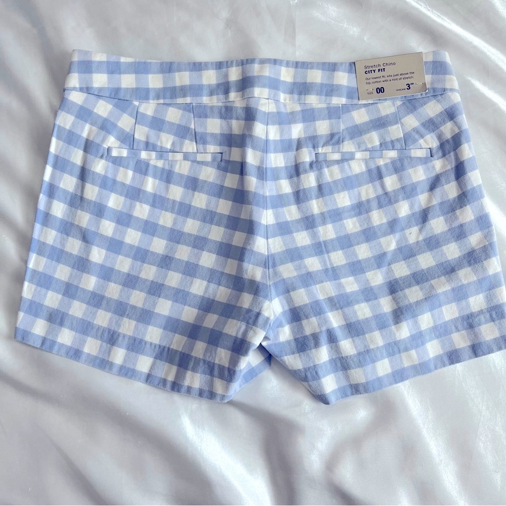 J. Crew Stretch Chino light blue plaid shorts, size 00 - Picture 6 of 6